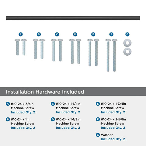 24 Inch Center To Center Matte Black Appliance Pull Bar Handle with included screws and washers for paneled appliances.