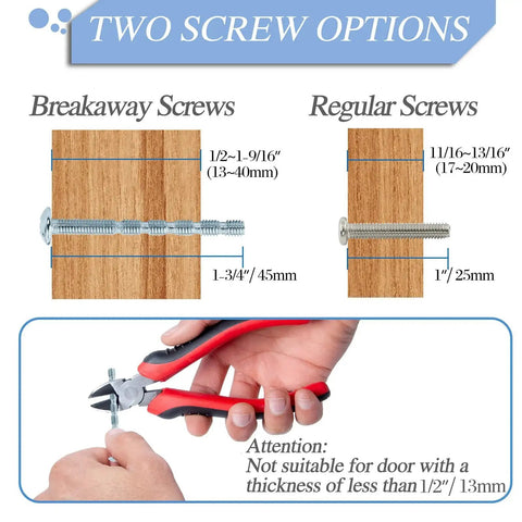 Illustration showing two screw options for Antique Bronze Cabinet Pulls Set Of 10 With 3 Inch Hole Centers and wire cutters.