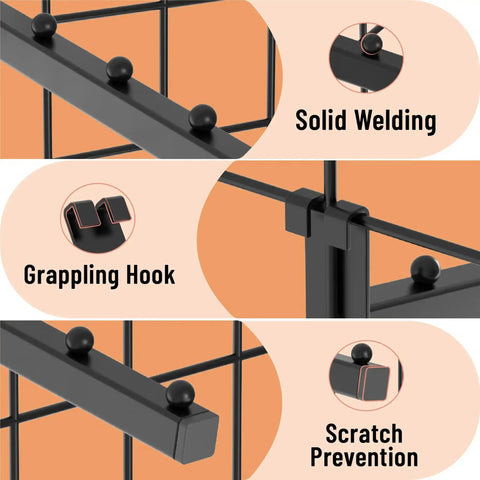 10 Pack Gridwall Waterfall Hooks With 12 Inch 6 Ball Faceouts showing solid welding and grappling hook design for clothing store.