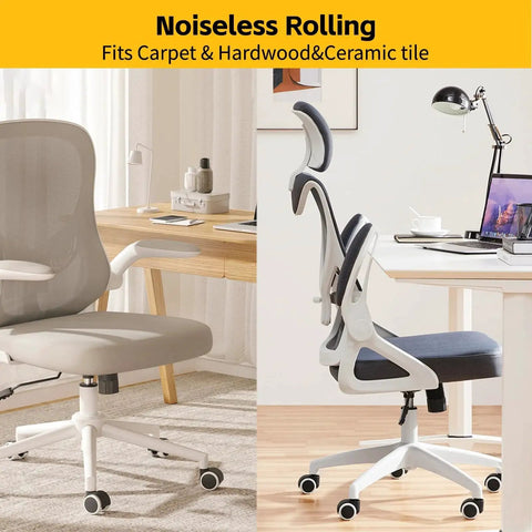 Office setting with chairs showing silent caster wheels; Office Chair Wheel Replacement Kit 5 Pieces For Hardwood Floors And Carpets
