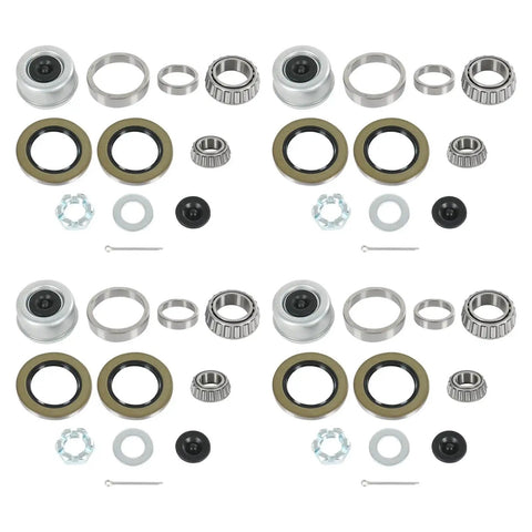 Four Sets 8000 Lb Trailer Axle Bearing Kit For 1.25 To 1.75 Inch D42 Spindle Includes Inner Bearing 25580 1.75 In ID Outer Bearing 02475 1.25 In ID Inner Race 25520 3.265 In OD Outer Race 02420 And Double Lip Grease Seals For Heavy Duty 8000 Lb Axles shown in parts layout
