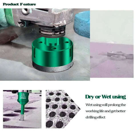 Diamond Core Drill Bit Pro Grade For Porcelain Tile And Stone Three Sixteenth Inch Five Millimeter Five Eighths Inch Eleven Thread Dry Drilling Vacuum Brazed For Ceramic Masonry Brick Granite Marble Green Mgtgbao, used for drilling holes.