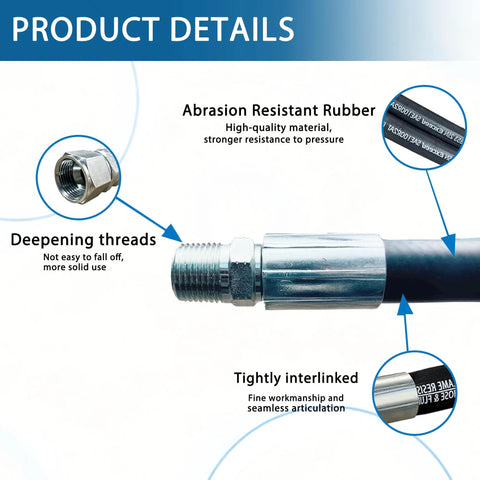 Amazon hydraulic hose assembly, 1/4 in, male NPT x male NPT, 12 in, black, 5800 PSI