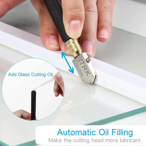 Glass Cutter 2mm to 20mm Pencil Style Oil Feed With Carbide Tip For Glass Mirrors Tiles Mosaic Upgraded Cutting Tool in use