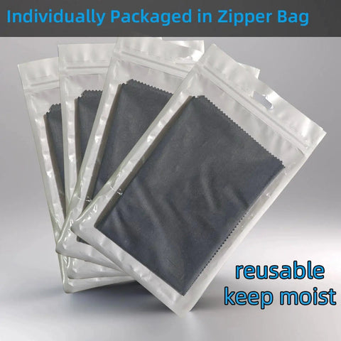 Silicone Gun Cleaning Cloths 12x12 Microfiber Reusable Wipes For Firearms 4 Pack in zipper bags