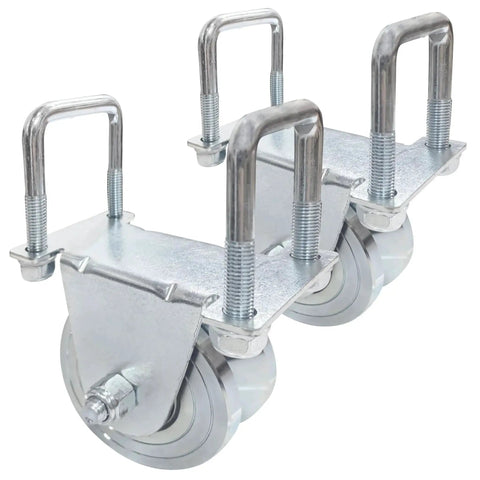 2 Pack 4 Inch Heavy Duty V Groove Sliding Gate Roller Wheels With No Weld Installation And External Brackets 6600 Pound Capacity For Inverted Gate Systems Zinc Plated Anti Rust Finish