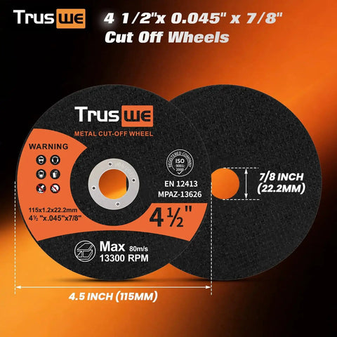 Ultra Thin Cut Off Wheels 52 Pack For 4-1/2 Inch Angle Grinders.045 Inch Thick Cutting Discs For Metal And Stainless Steel