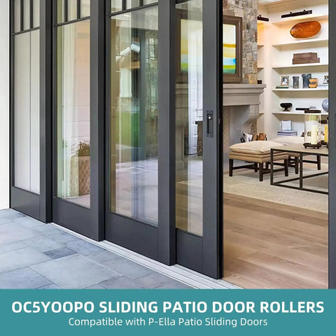 Pella Sliding Patio Door Rollers Replacement Kit installed, showing smooth glide on Pella sliding glass doors with adjustable height.