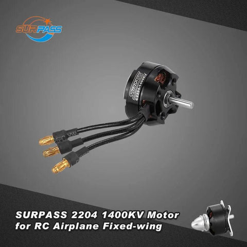 Surpass High Performance 2204 1400KV 14 Pole Brushless Motor For RC Airplane Fixed Wing with 12 Slot Hi Torque Heatsink