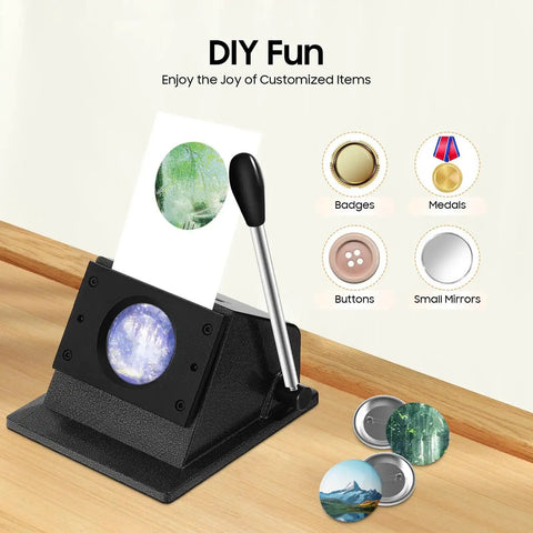 Heavy Duty Button Circle Cutter 2.75 Inch Circle To 2.28 Inch Button Pin Die Punch tool for badges and crafts on tabletop