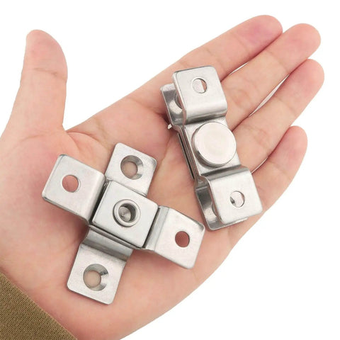 360 Degree Rotating Stainless Steel Concealing Hinges for Door Pivot Easy Install Rust Resistant and Corrosion Proof Heavy Duty 2 Pack for Secure Door Movement Itrolle shown in hand, detailing design and material.