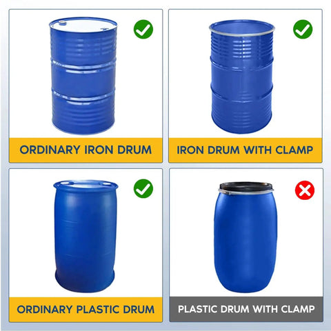 Comparison of ordinary and clamped iron and plastic drums for Oil Barrel Drum Lifter With G80 Chain 2000lb 1T For 55 Gallon Drums