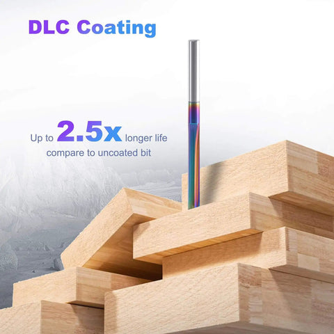 10 Pack CNC Straight Router Bits 1/8 Inch Shank 2 Flute Carbide Straight Milling Cutter with DLC Coating 22mm Cutting Length