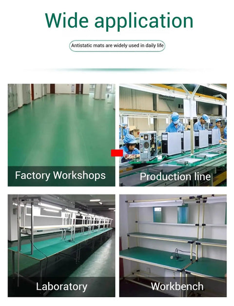 33 Ft Rubber ESD Soldering Mat Roll Anti Static Grounding Desk Mat in workshops, production line, labs, and workbenches