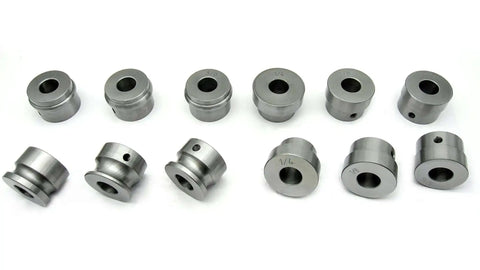 Bead Roller Dies and Flange Dies Kit for 7/8 Inch Bead Rollers 22mm Shafts Includes Bead Mandrels in 1/4 3/8 and 1/2 Inch and Flange Mandrels in 1/16 1/8 and 1/4 Not Chrome Plated displayed on white surface