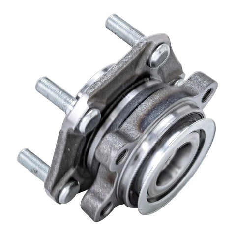 Front Wheel Bearing And Hub Assembly With ABS Direct Fit For Nissan Sentra 2013 Through 2019 Leaf 2013 Through 2017 NV200 2013 Through 2021 City Express 2015 Through 2018 5 Lug Replacement Kit, 4-bolt flange, visible in close-up view.