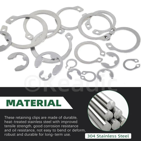 Heavy Duty C Clip And E Clip Snap Ring Set Kit 303 Pcs With 21 C Clip Sizes M4 To M28 And 10 E Clip Sizes 1.5mm To 10mm Plus Tweezers
