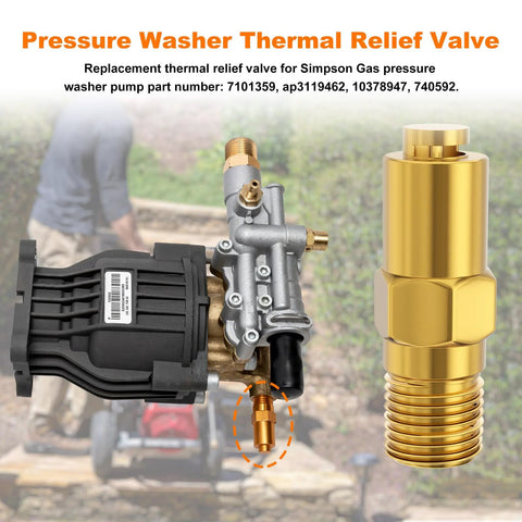 Pressure washer thermal relief valve replacement on gas-powered pump, brass 1/4 in NPT fitting