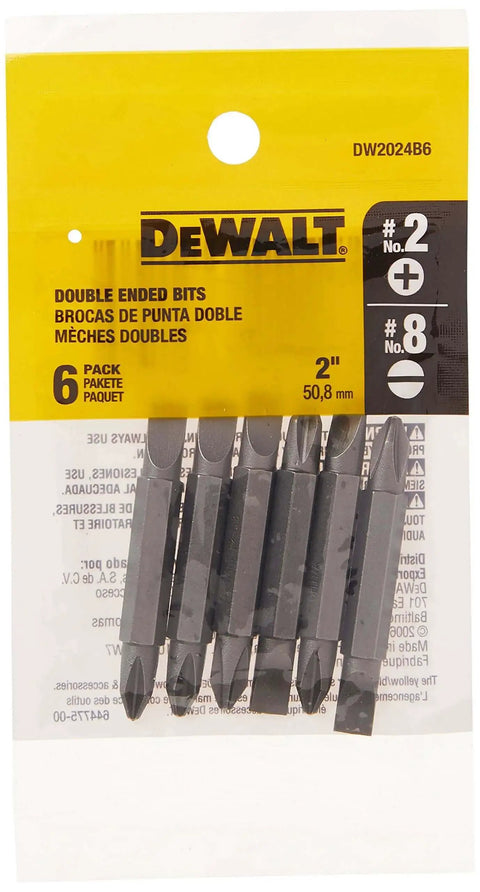 Double Ended Phillips No 2 And Slotted No 8 Screwdriver Bits Set, 6 Pack For DIY And Pro Jobs, Heat Treated Steel For Extra Durability