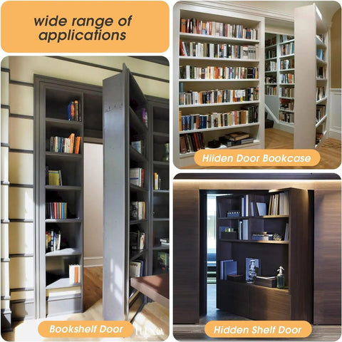 Installed Hidden Door Pivot Hinge 360 Degree Stainless Steel Heavy Duty 300lbs Capacity For Secret Bookcase Doors And Concealed Cabinets