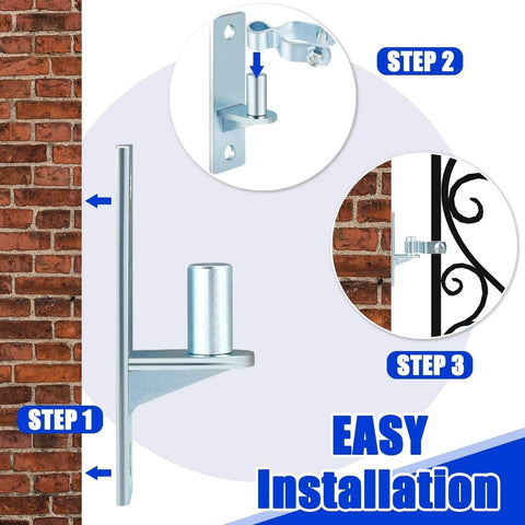 4 Pcs Heavy Duty Wall Mount Gate Hinges For Pipe Gates And Chain Link Fences installation guide with steps.