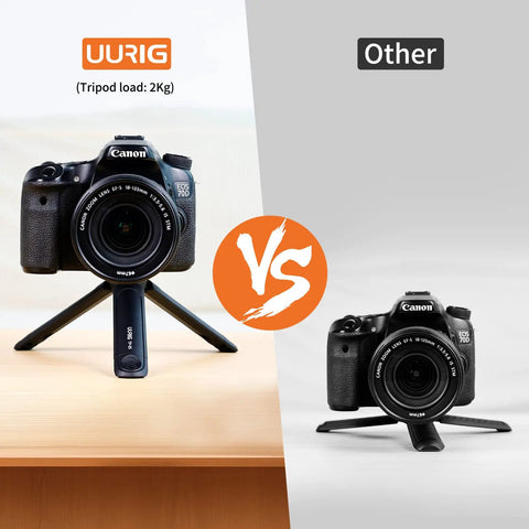 Extendable Mini Camera Tripod With 1/4 Inch Screw For DSLR Lenses, Webcam And Smartphone comparison with another tripod.