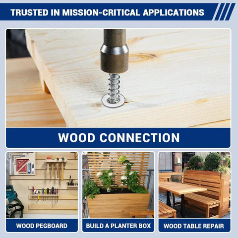 Beefy Heavy Duty 3/8 By 1-1/4 Inch Lag Screws With Flat Washers In 304 Stainless Steel 18/8 used for wood projects and decks