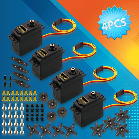 Beefy 55g Metal Gear MG995 Servo Motor Digital Torque Servo 4 Pack for Arduino RC Cars Boats Helicopters Robots High Torque