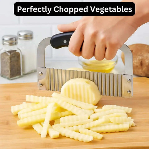Crinkle Cutter And Waffle Fry Cutter Set With Peeler For Potatoes And Vegetables, Stainless Steel Kitchen Tool for crinkle fries.