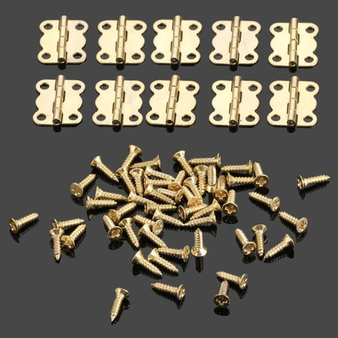 Dope Retro Gold Butterfly Hinges Set 0.63 By 0.51 Inch Mini Box Hinges With Screws 10 Pack For Wooden Boxes on black background