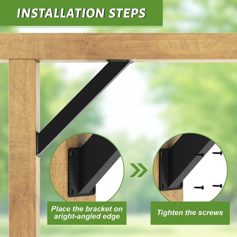 Installation of Four Pack Heavy Duty 45 Degree Angle Brackets For 4x4 Post Support on wooden beam