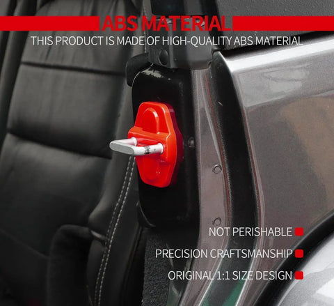 Door Lock Cover Buckle Decor Trim For Jeep Wrangler JL JLU Gladiator JT Red ABS installed on car latch