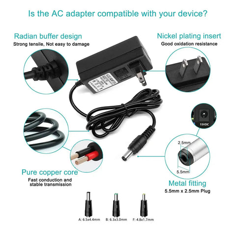 15V 2A AC DC Power Supply Adapter Charger Cable Cord For Theragun Mini Gen 1 And Theragun Prime Massager Gun Direct Replacement