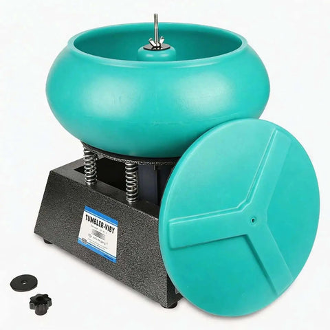17-Inch Vibratory Tumbler Polisher For Jewelry And Metal Finishing, Stone Polishing Machine with leak-proof lid, front view