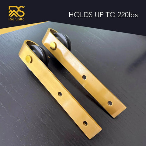 Brushed Brass Gold Barn Door Rollers Kit For Interior Closet And Pantry Doors A Heavy Duty Sliding Hardware Set For 1 3 8 Inch
