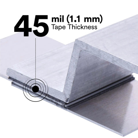 Close-up of VHB Heavy Duty Mounting Tape 5952 showing thickness and bonding on metal panel