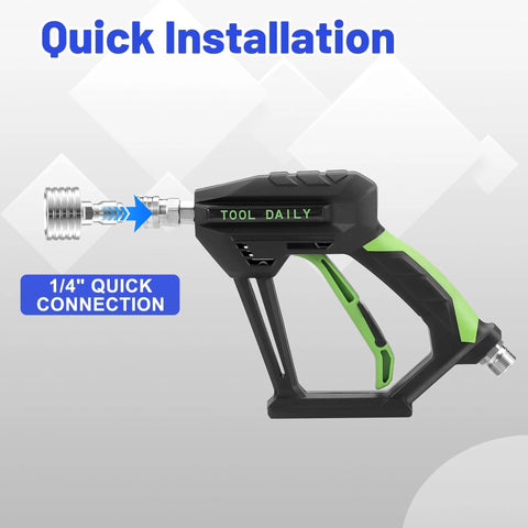Tool Daily pressure washer nozzle tip, 1/4" quick connect; stainless steel spray head, black/green grip, 2-pack