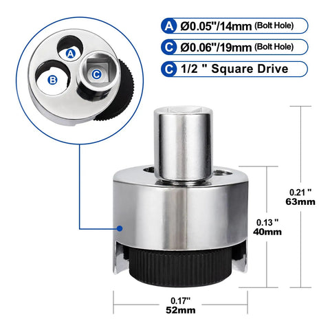 Heavy Duty Stud Remover And Bolt Extractor For 1/4 To 3/4 Inch Studs With Knurled Roller And Cam Lock Spurtar 1/2 Inch Drive