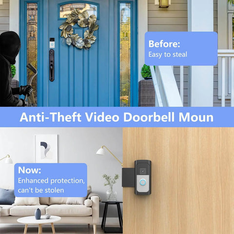 Anti-Theft Video Doorbell Mount No Drilling Bracket Fits Video Doorbell 2024 Release and Battery Doorbell Plus Pro 2020 Release in home setting.