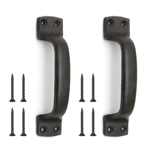 Heavy Duty 7 Inch Cast Iron Barn Door Pull Handles 2 Pack For Sliding Doors Gates Fences Drawers And Garages Dark Brown