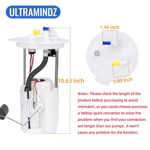Fuel Pump Replacement For Rancher 420 And Foreman Rubicon 500-520 ATVs Plug-And-Play Kit with connectors and measurements