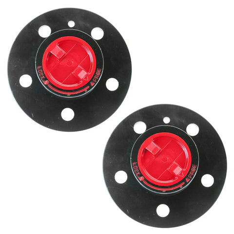 2 Piece Locking Hub Set Manual For Classic 4x4 Replacement Fits 1984 1989 Ford Bronco II, 1991 1994 Explorer, black and red design