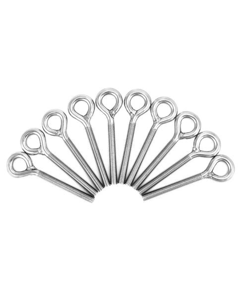 Set of 10 M8 Eye Bolts Heavy Duty Shoulder Eyebolts Stainless Steel Welded Closed Ring for Rigging and Lifting Wire Rope Attachment
