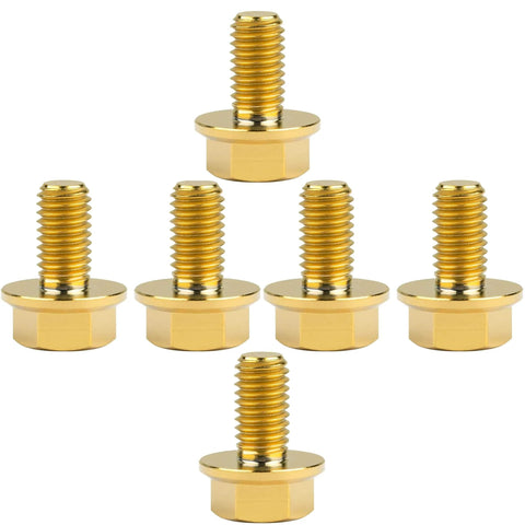 Beefy Titanium Hex Flange Bolts M6 And M8 Set Of Six In Gold Color External Hex Head Screws