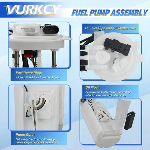 Electric Fuel Pump Module With Pressure Sensor For 2000 To 2005 Chevrolet Cavalier Classic Malibu Oldsmobile Alero Pontiac Grand Am Sunfire L4 2.2L 2.4L And V6 3.1L 3.4L Engines OE Replacement showing oil inlet pipe and float details.