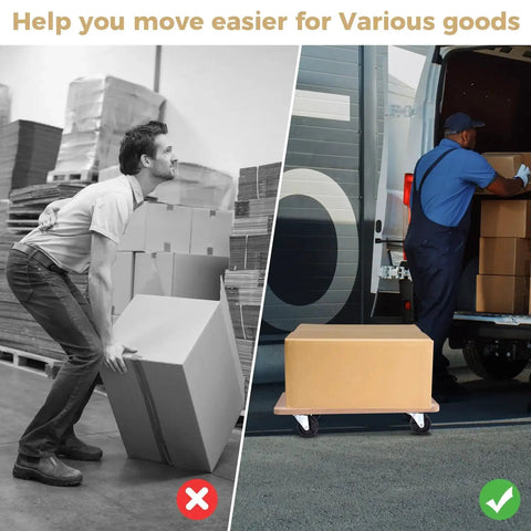Heavy Duty Wood Furniture Moving Dolly With Four 360 Degree Wheels Supports Up To 500 Lbs for moving boxes easily