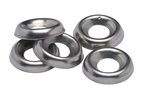Bolt Dropper No 10 stainless cup washer, countersunk finish, 18-8 (304) stainless steel, set of five