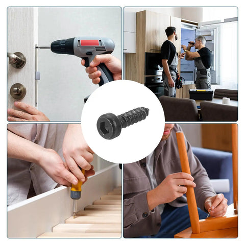 Collage of M2x8mm Hex Socket Head Cap Screws Self Tapping Set 304 Stainless Steel Black Oxide Hex Drive 50 Pcs in use for DIY projects