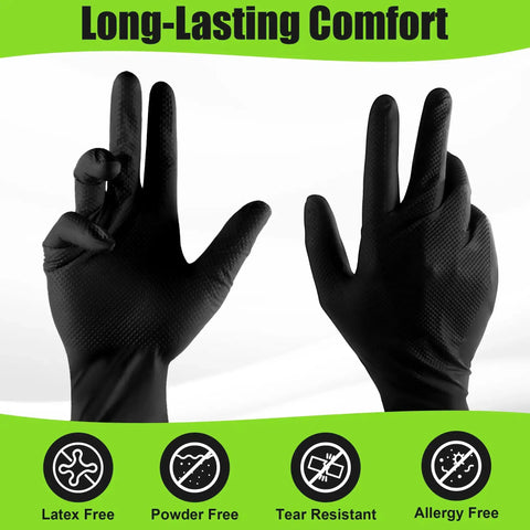 10 Mil Nitrile Gloves Large Disposable Heavy Duty Work Gloves With Raised Diamond Texture For Auto Repair Garage and Industrial Tasks Tough As Nails Latex Free 50 Count