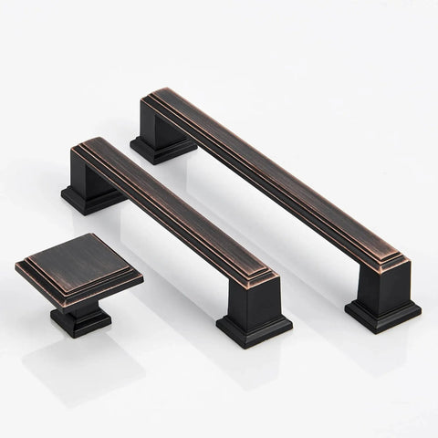 Oil Rubbed Bronze Square Cabinet Knobs Set Of 10 1.3 Inch Drawer Pulls showing durable die-cast zinc alloy construction.